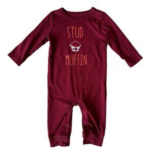 Cherokee Baby Romper Stud Muffin Maroon 6-9M Cotton